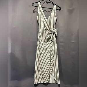 Striped V-Neck Wrap Dress